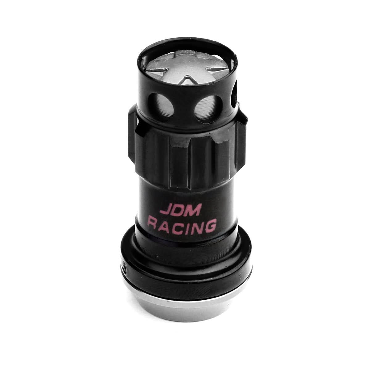 M12x1.5 Aluminum Lug Nuts 45mm Closed End 16pc + 4 Locks Black Silver