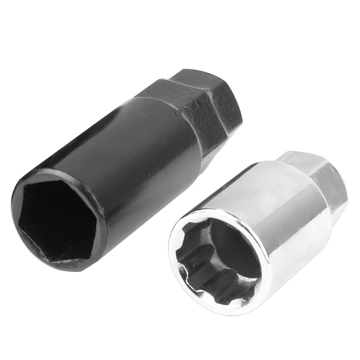 Steel Lug Nuts M12 x 1.25 Extended Open End 16pcs + 4 Locks Black