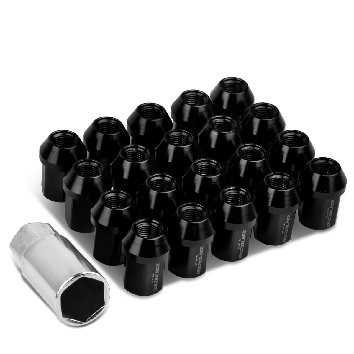 M12 x 1.25 Acorn Style Aluminum Lug Nuts 20pc Set - Black