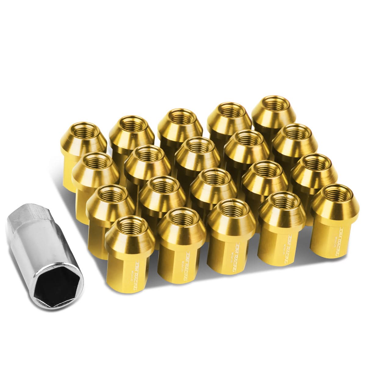 Universal Aluminum M12x1.25 Acorn Style Lug Nuts 20pc Set - Gold