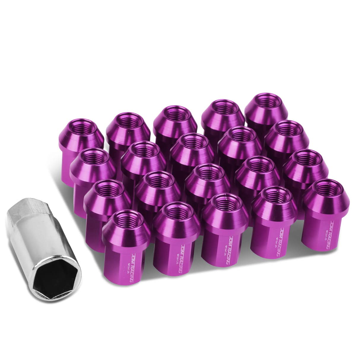 M12 x 1.25 Purple Acorn Lug Nuts 35mm Tall Closed End 20pc Set