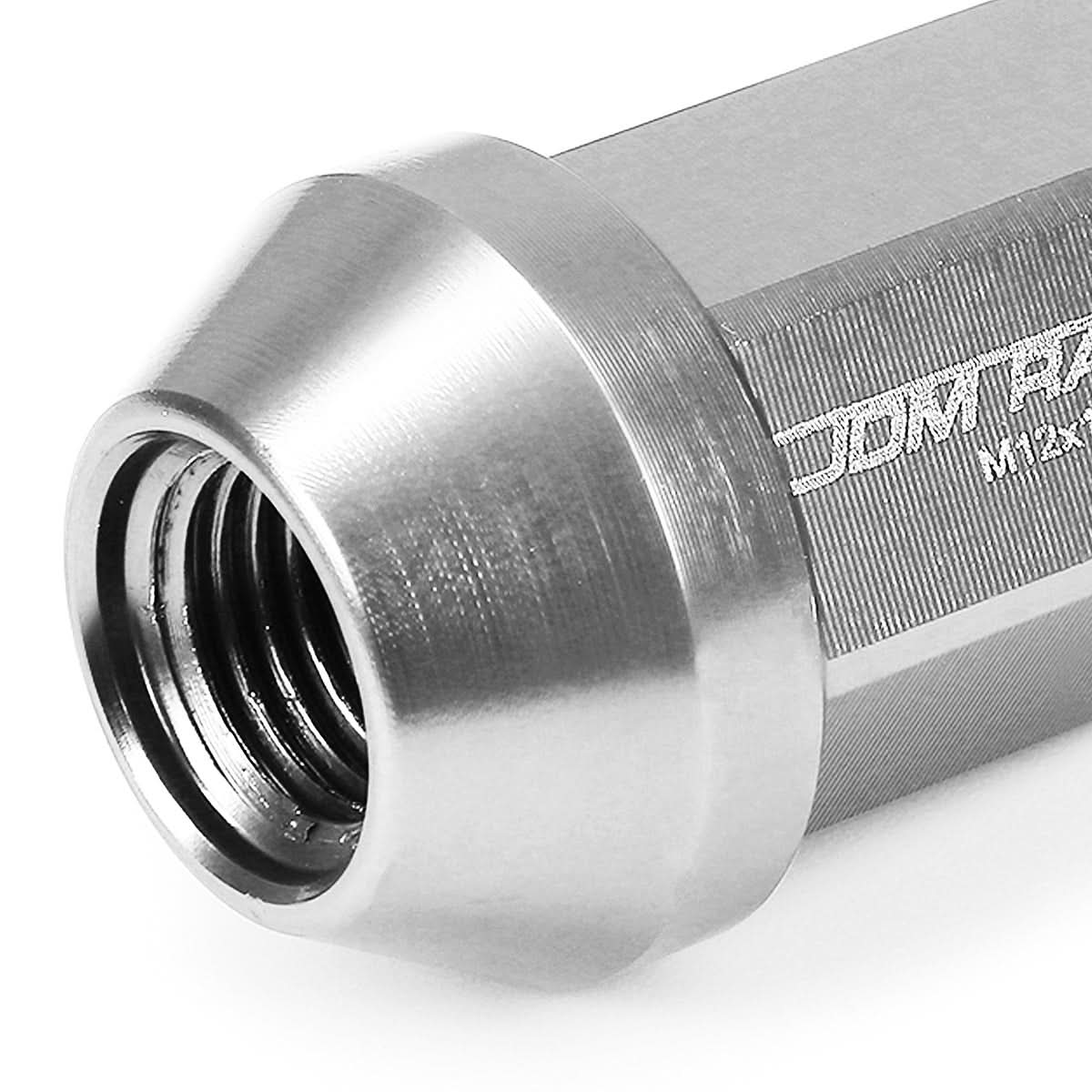 M12 x 1.25 Aluminum Acorn Lug Nuts 35mm Short Closed End 20pc Silver