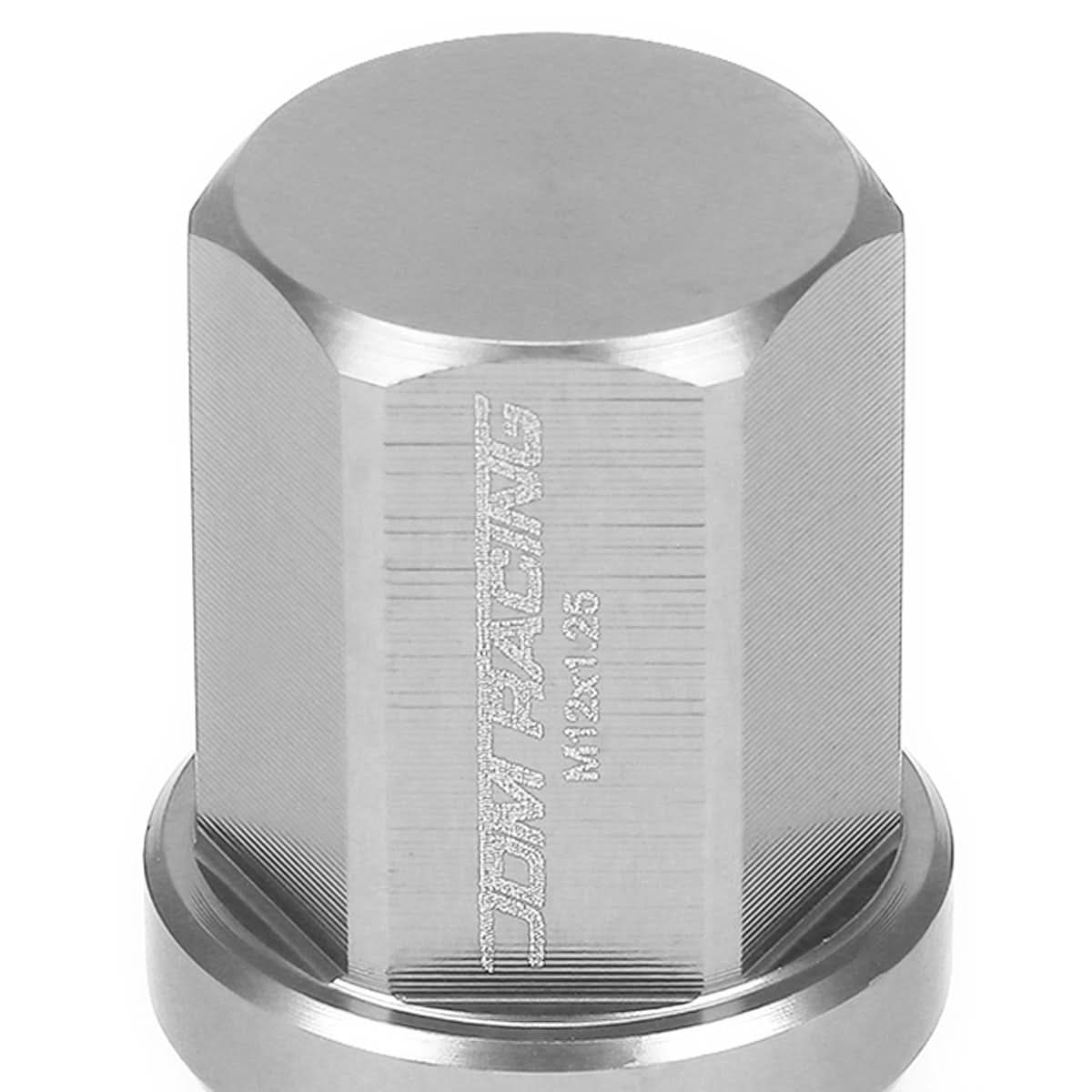 M12 x 1.25 Aluminum Acorn Lug Nuts 35mm Short Closed End 20pc Silver