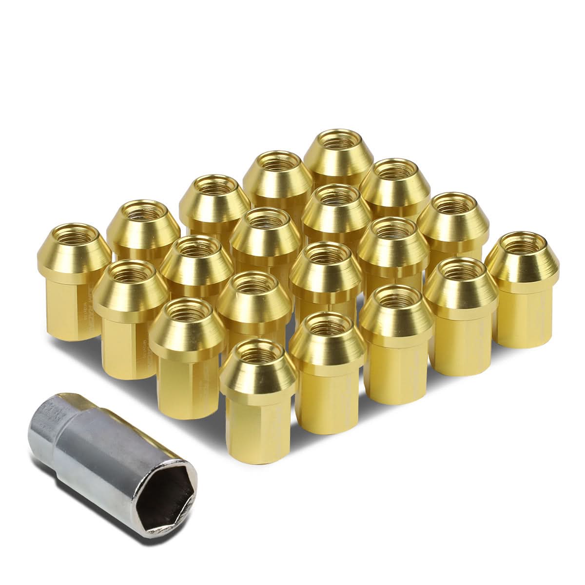 M12 x 1.5 Acorn Style Lug Nuts 35mm Gold Aluminum 20pc Set