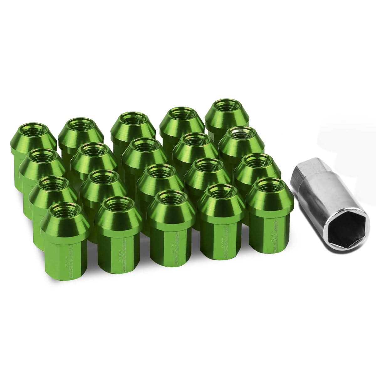 Acorn Style Lug Nuts M12 x 1.5 Green Aluminum 20pc Set