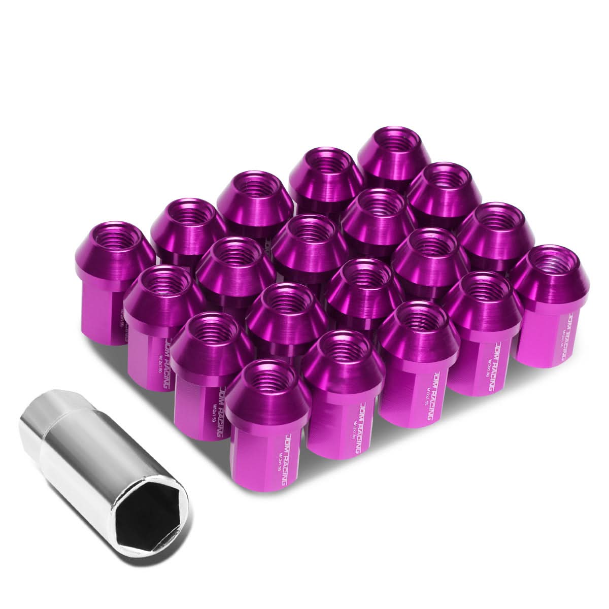 M12 x 1.5 Aluminum Acorn Lug Nuts 35mm Purple 20pc Set