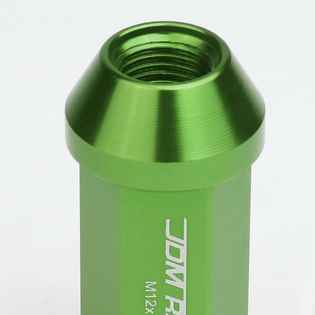 M12 x 1.25 Extended Acorn Lug Nuts 50mm Green Aluminum 20pc