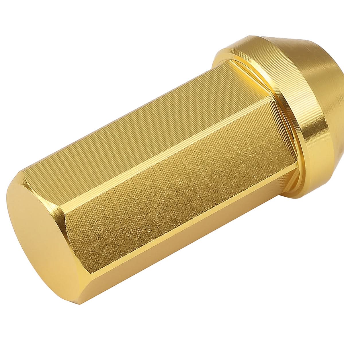M12 x 1.5 Acorn Style Extended Lug Nuts 20pc Set Gold Aluminum