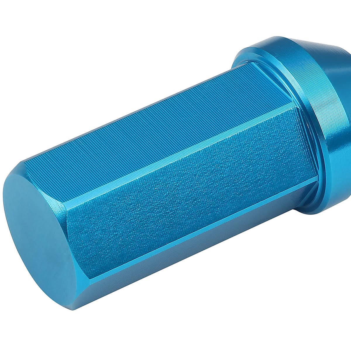 M12 x 1.5 Aluminum Acorn Lug Nuts 50mm Extended Closed End Light Blue 20pc