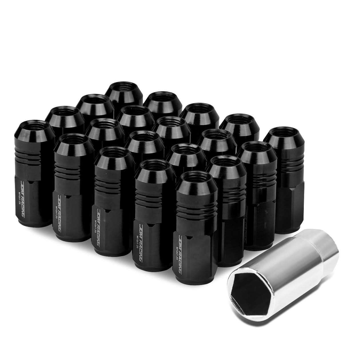 M12 x 1.25 Extended Closed End Lug Nuts 20pc Set Aluminum