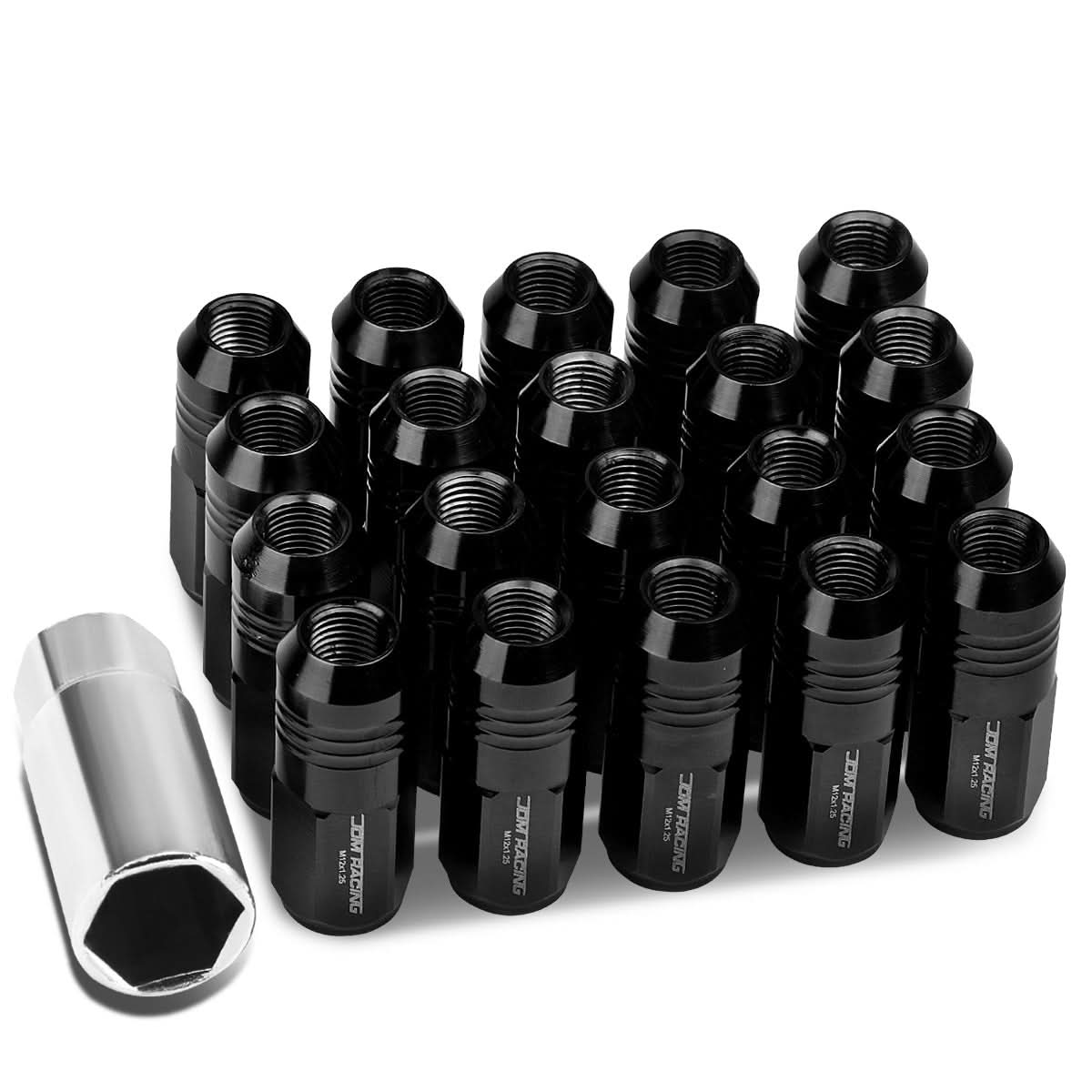M12 x 1.25 Extended Closed End Lug Nuts 20pc Set Aluminum
