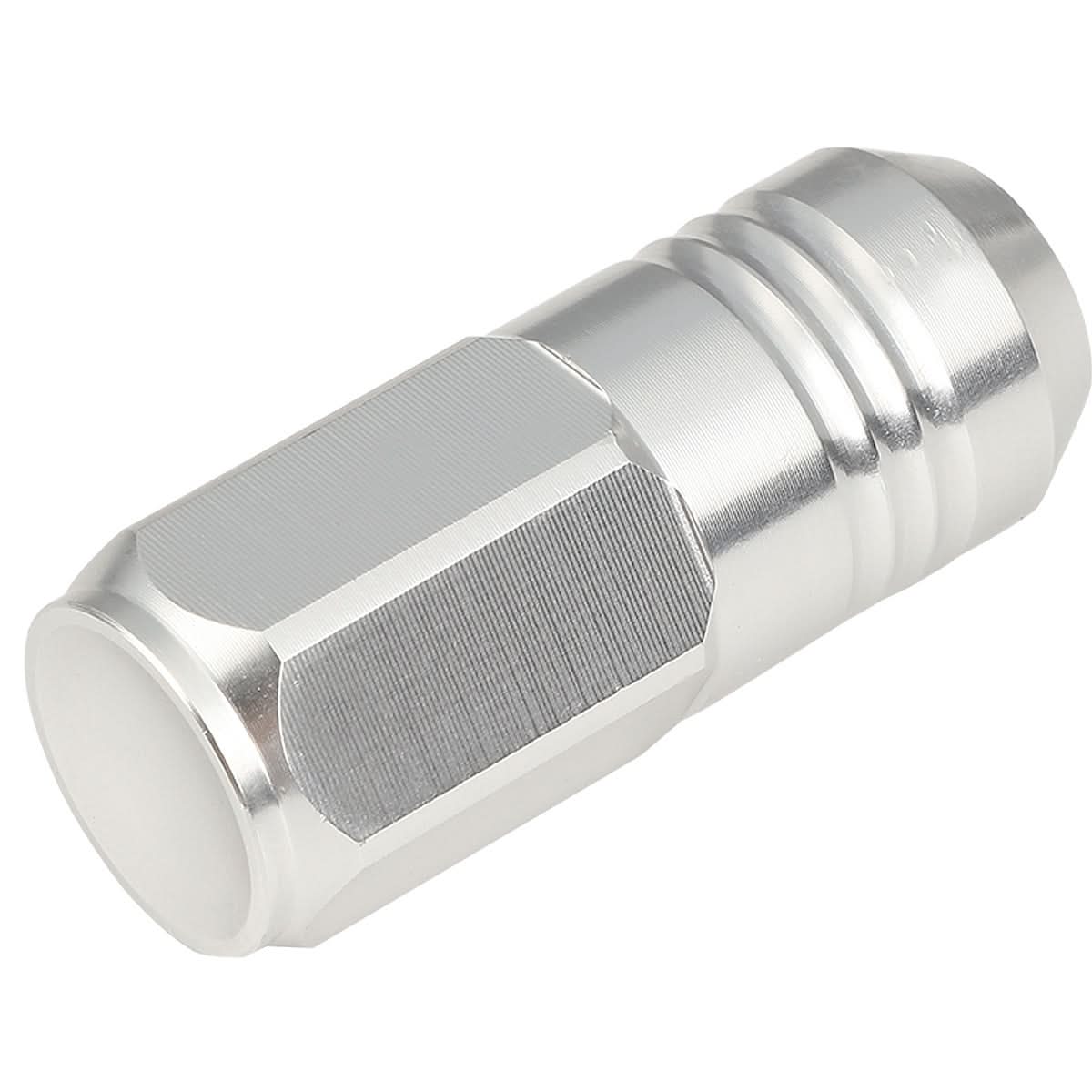 M12 x 1.25 Aluminum Lug Nuts - Grooved Shank Extended 50mm 20pc Silver