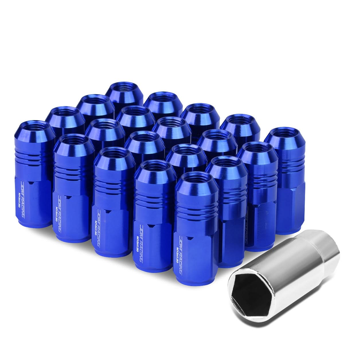 M12 x 1.5 Extended Grooved Shank Lug Nuts 20pc Set - Aluminum