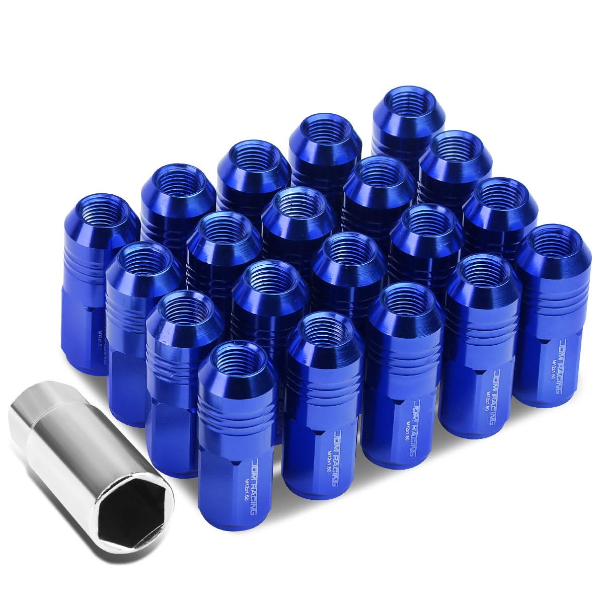 M12 x 1.5 Extended Grooved Shank Lug Nuts 20pc Set - Aluminum