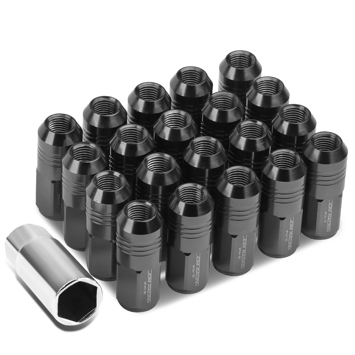 M12 X 1.5 Grooved Shank Lug Nuts - Extended Closed End Aluminum