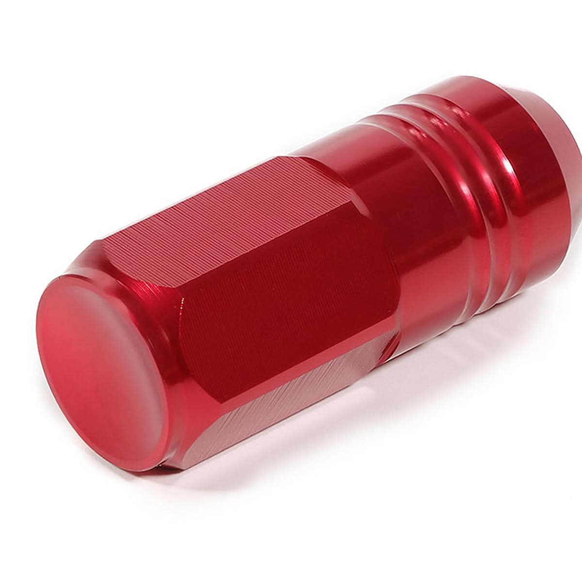 M12x1.5 Aluminum Grooved Shank Lug Nuts - Extended Closed End Red