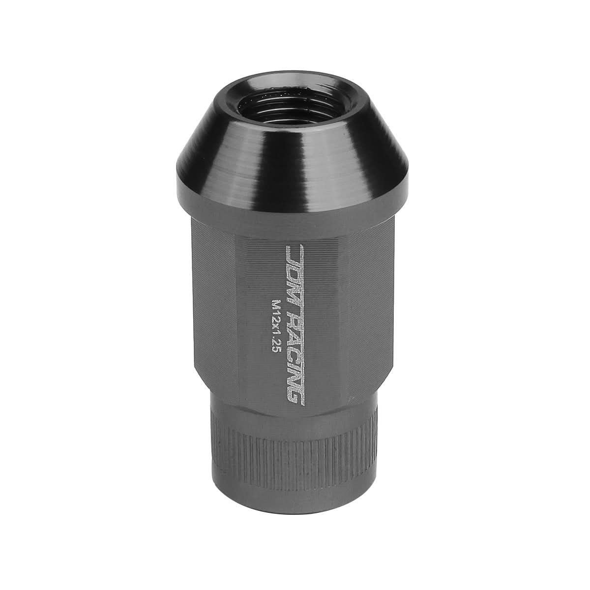 M12x1.25 Aluminum Acorn Knurled Extended Lug Nuts 20pc Gun Metal