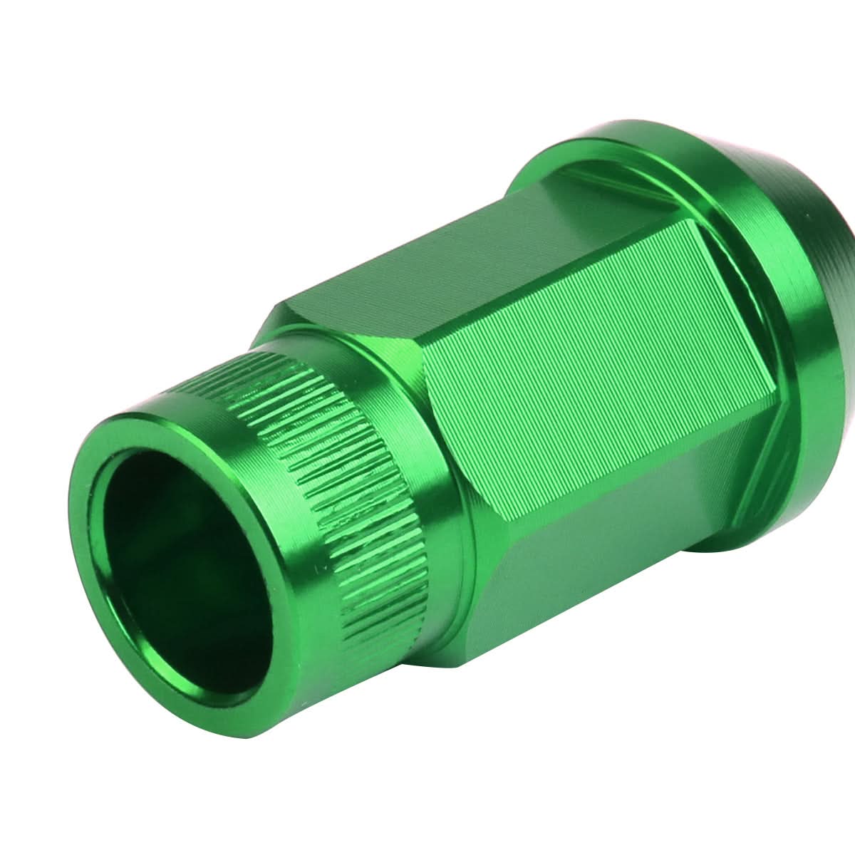 M12x1.25 Aluminum Lug Nuts - 44mm Extended Acorn Style - Green 20pc