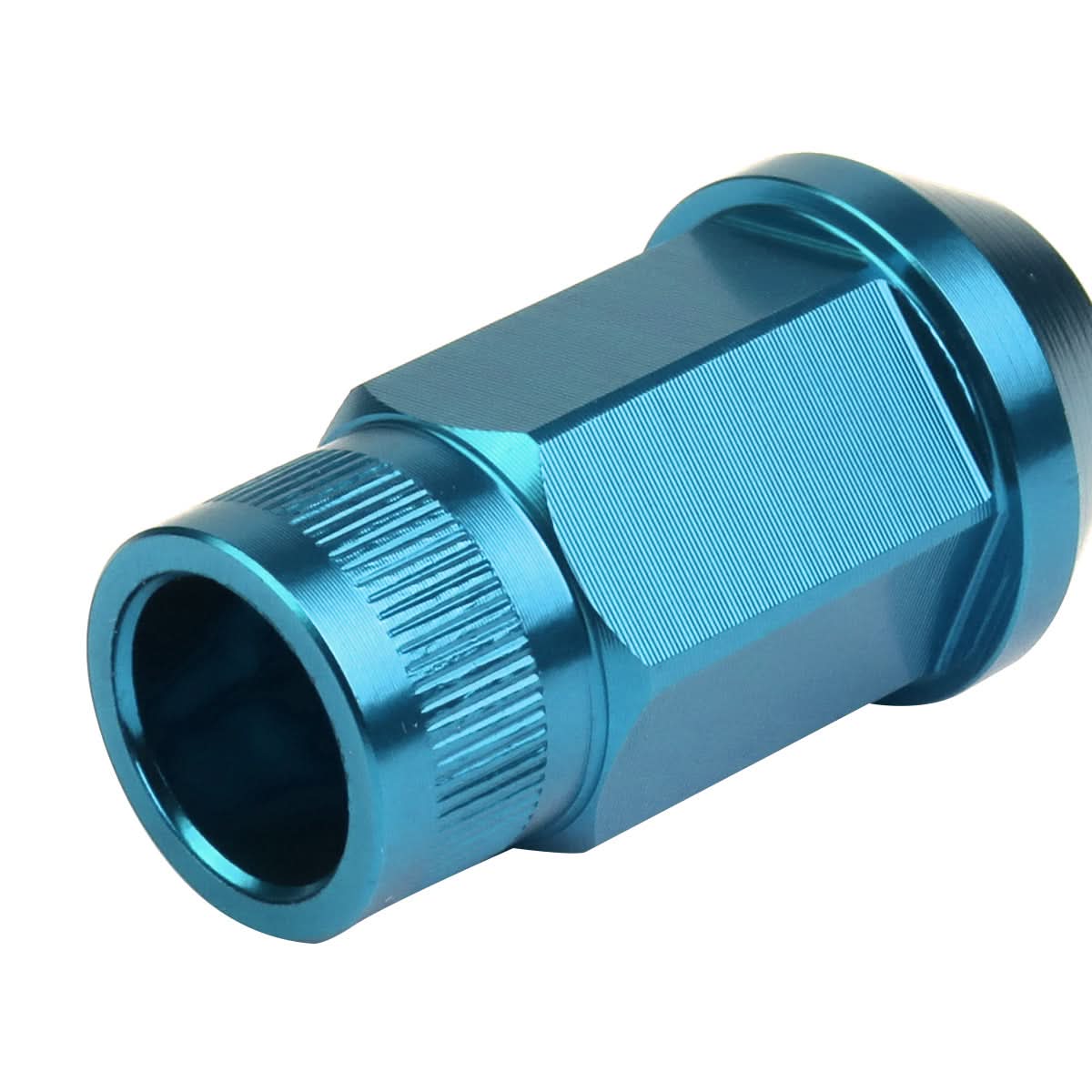 M12x1.25 Aluminum Lug Nuts - Acorn Knurled Extended 20pc Light Blue