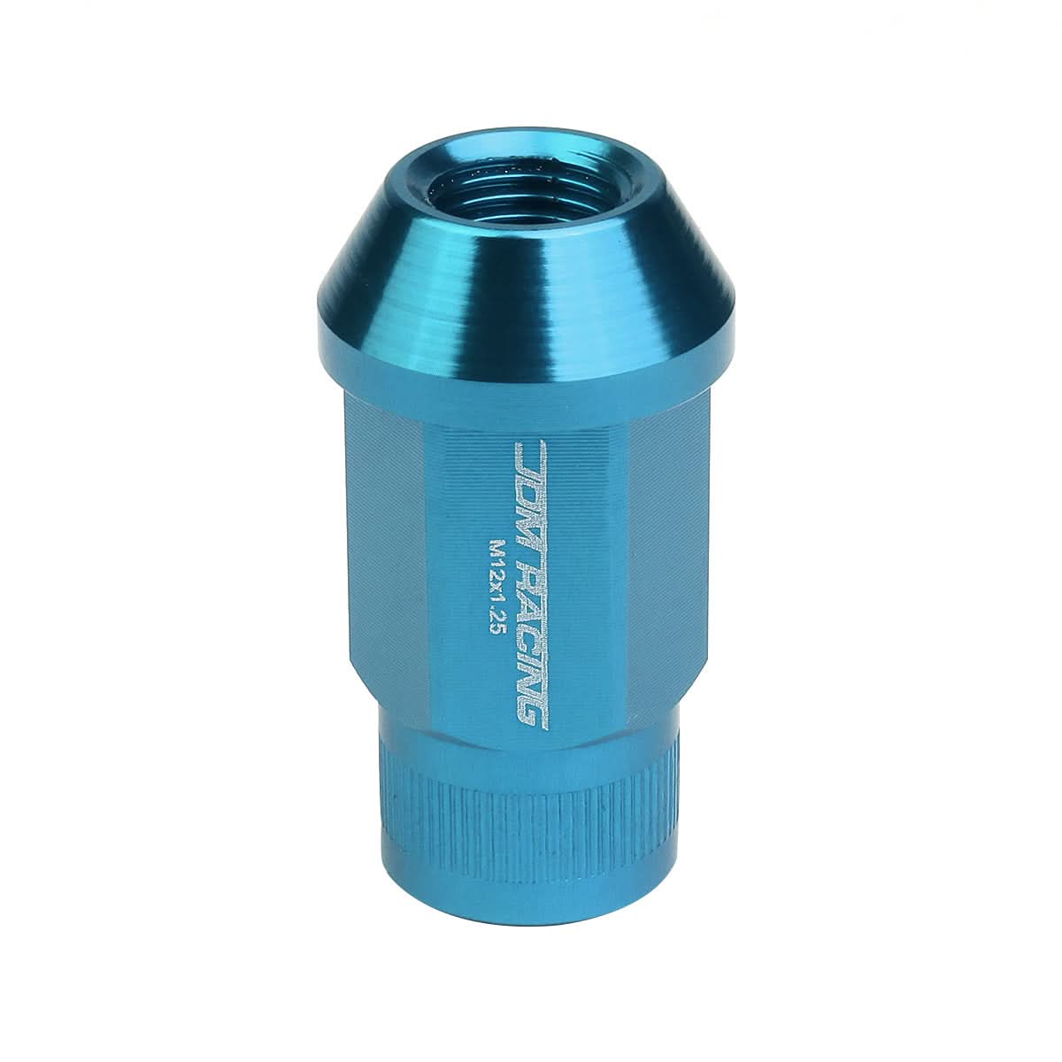 M12x1.25 Aluminum Lug Nuts - Acorn Knurled Extended 20pc Light Blue