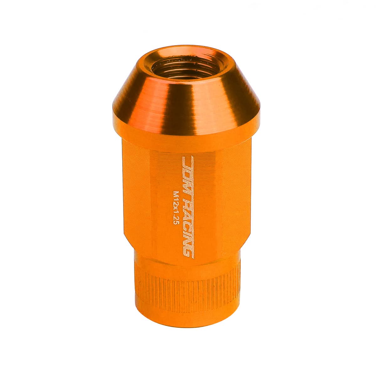 M12x1.25 Aluminum Lug Nuts - Acorn Knurled Extended Orange 20pc
