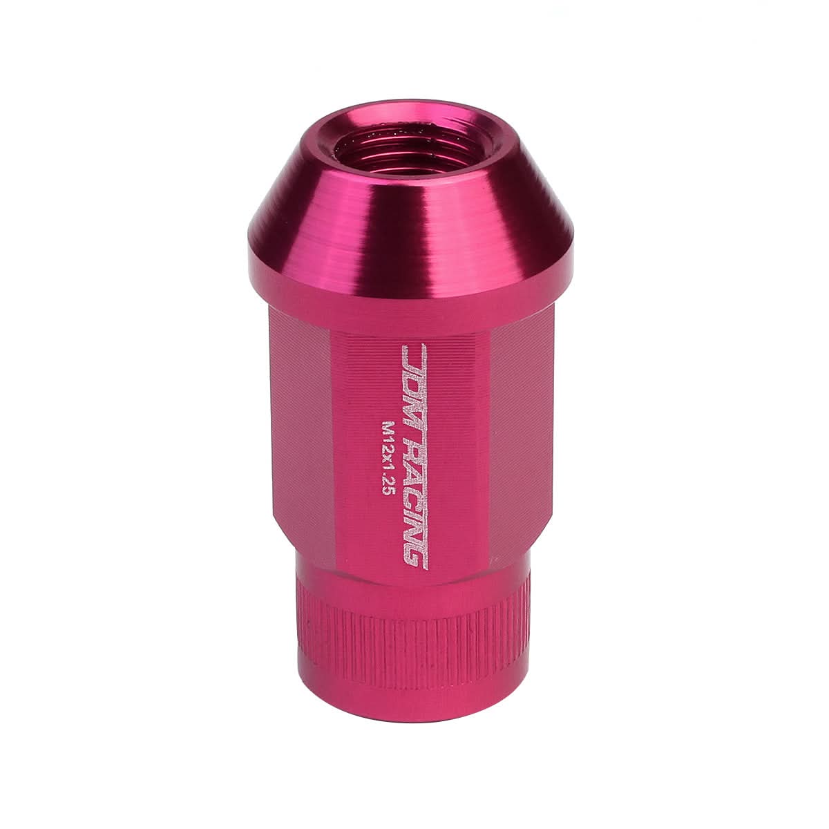 M12x1.25 Aluminum Lug Nuts - 44mm Extended Acorn Knurled - Pink 20pc