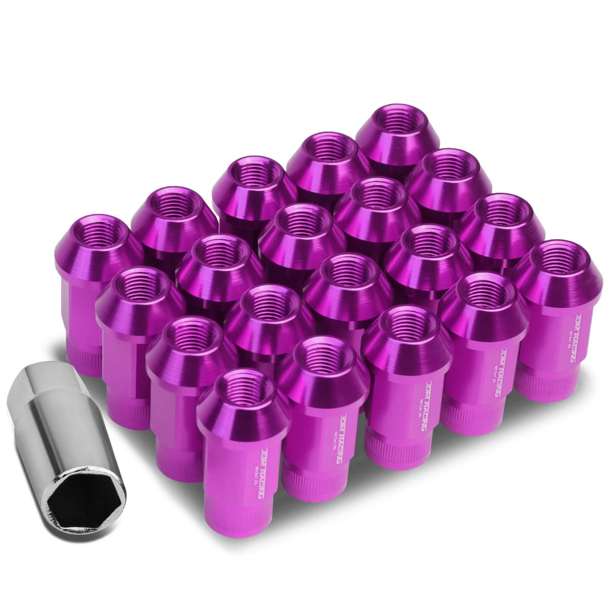 M12x1.25 Extended Acorn Lug Nuts 44mm Purple Aluminum 20pc Set