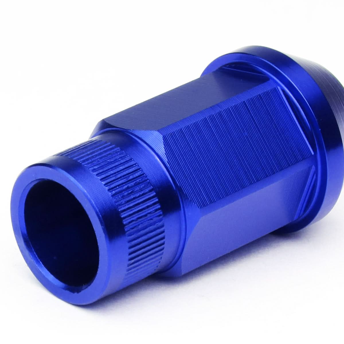 M12x1.5 Aluminum Lug Nuts - 44mm Acorn Knurled Extended - Blue 20pc