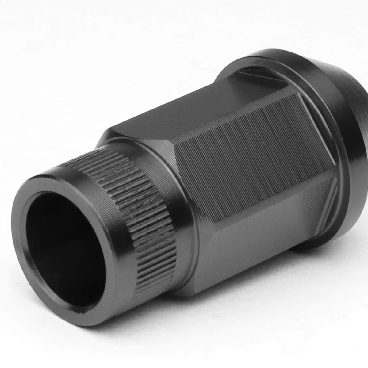 M12x1.5 Aluminum Lug Nuts - Acorn Knurled Extended 44mm 20pc Gun Metal