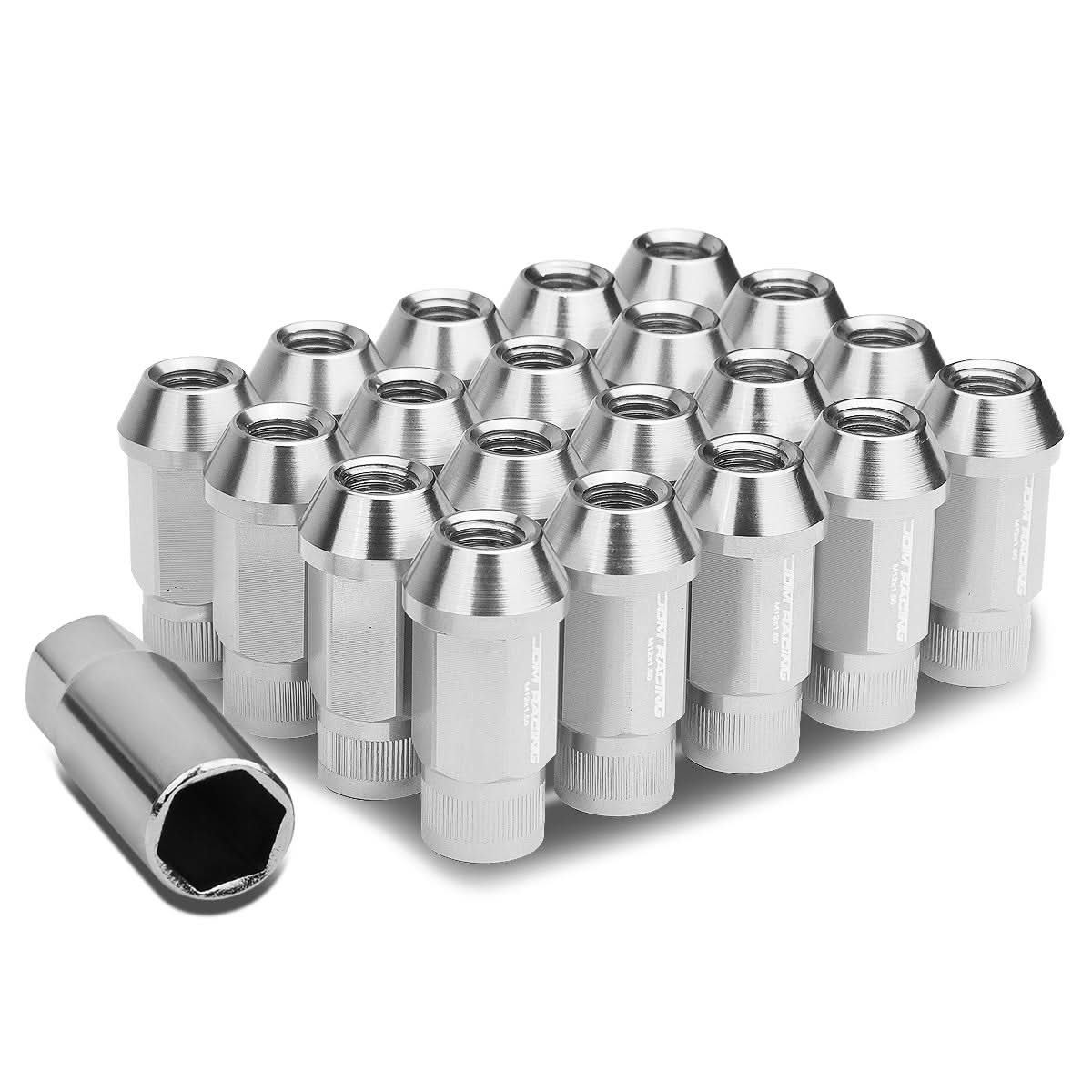 Aluminum Lug Nuts M12x1.5 44mm Acorn Knurled Extended Open End 20pc