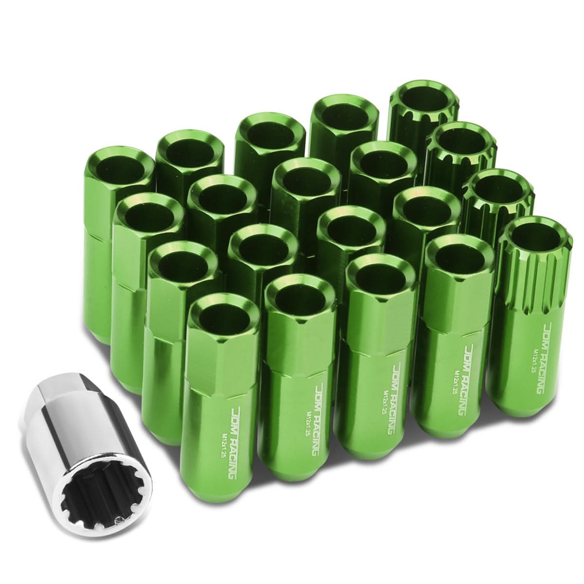 M12 x 1.25 Extended Open End Lug Nuts with Locks - Aluminum