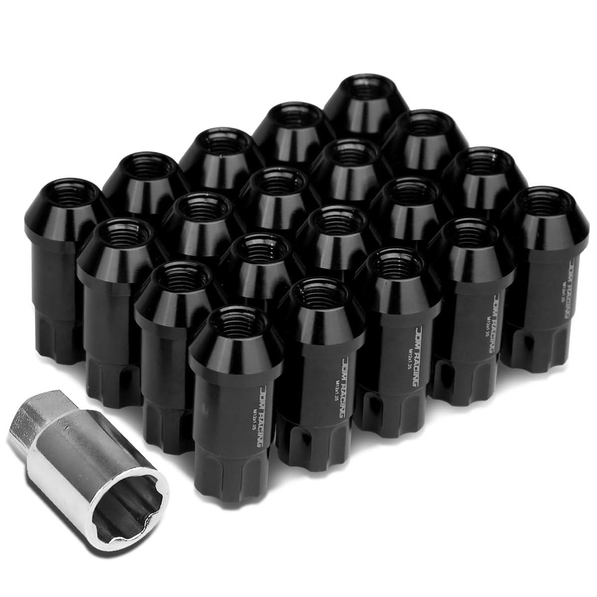 M12 x 1.25 L40 Style Extended Lug Nuts with Locks 20pc - Aluminum