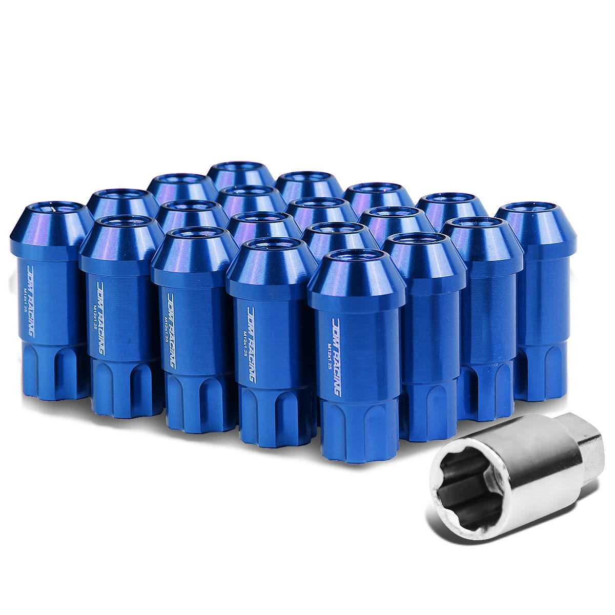 Aluminum Lug Nuts M12x1.25 L40 Style Extended Open End 20 Pack Blue