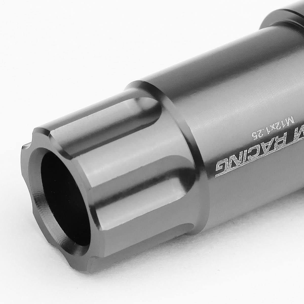 L40 Style Extended Aluminum Lug Nuts M12x1.25 20pc Set Gun Metal