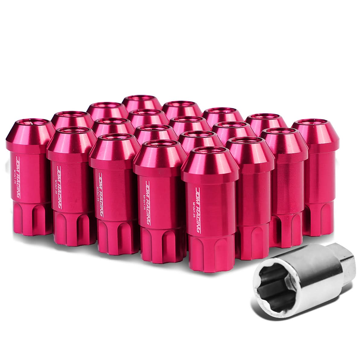 Universal L40 Style Extended Lug Nuts M12x1.25 Pink Aluminum 20pc Set