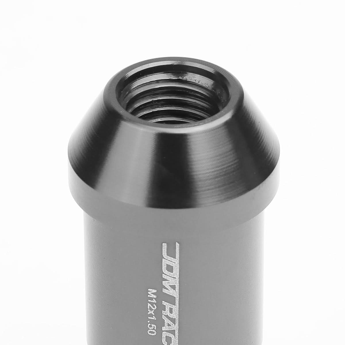 L40 Style Extended Lug Nuts M12x1.5 50mm Gun Metal 20pc w/ Locks Aluminum
