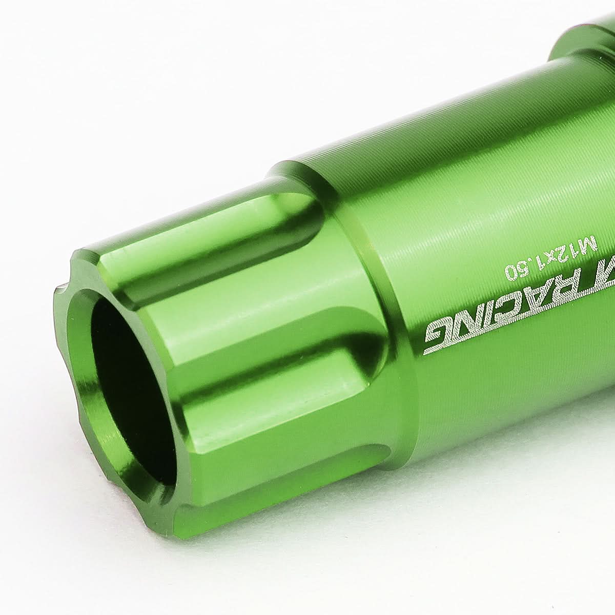 M12x1.5 L40 Style Extended Lug Nuts w/ Locks Green Aluminum 20pc