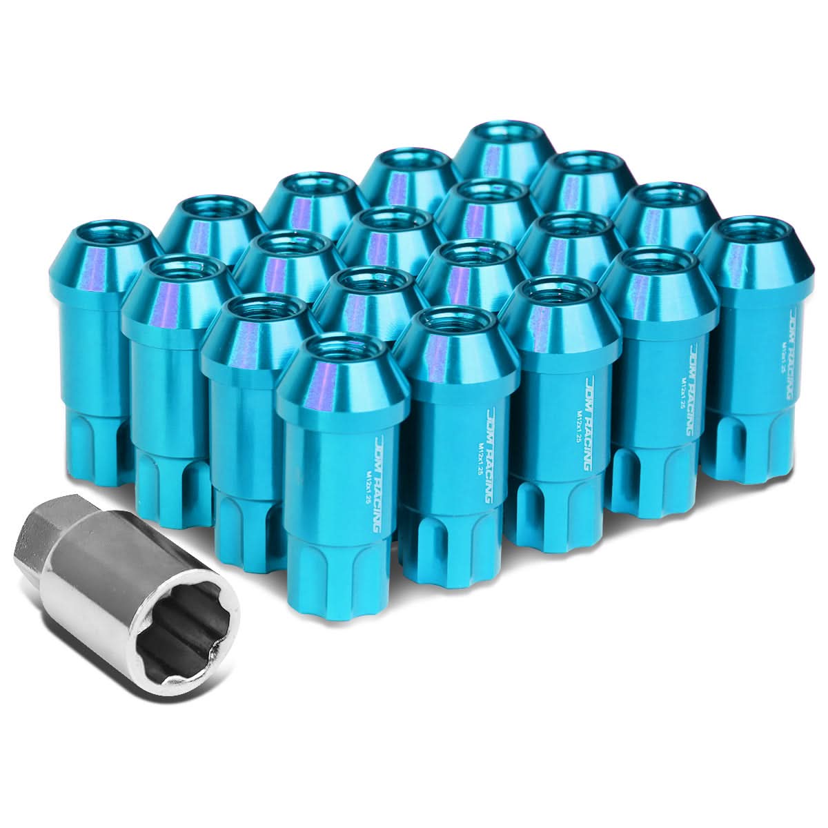 M12 x 1.5 Extended L40 Style Lug Nuts 20pc Set w/ Locks - Aluminum
