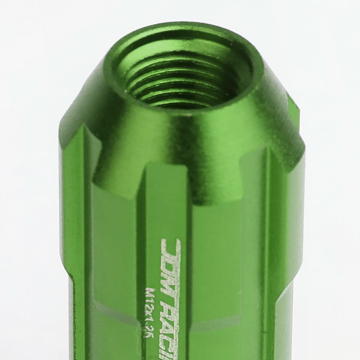 M12 x 1.25 Spline Lug Nuts Extended Open End Green Aluminum 20pc