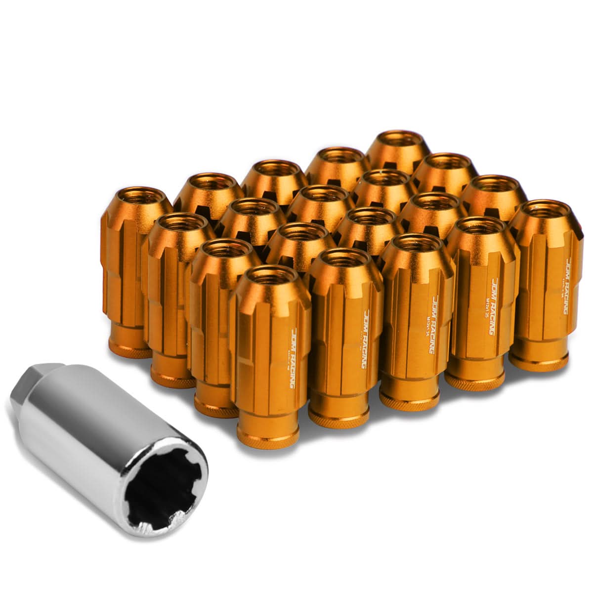 M12 X 1.25 Spline Style Extended Lug Nuts 20pc Set - Aluminum