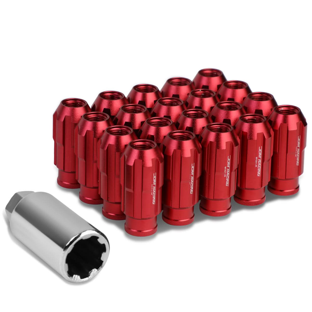 M12 x 1.25 Extended Spline Lug Nuts w/ Locks 20pc Set - Aluminum