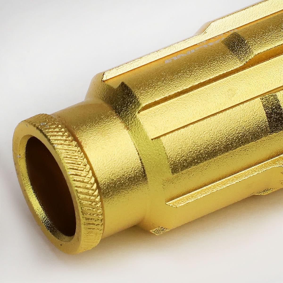M12 x 1.5 Extended Spline Lug Nuts with Locks - Gold Aluminum