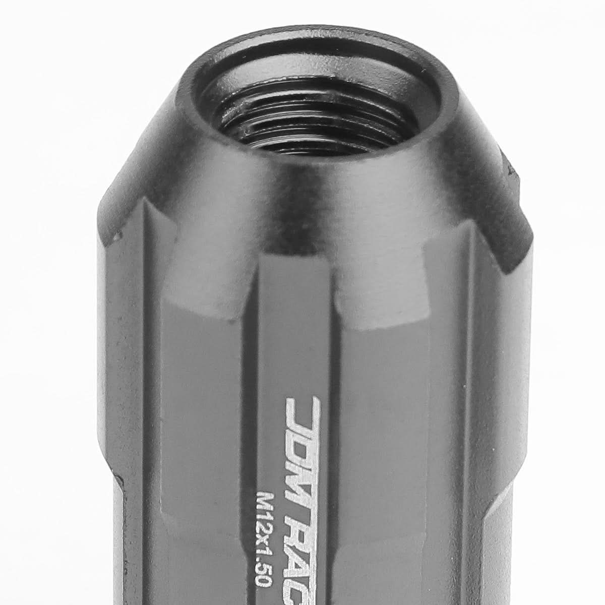 M12 x 1.5 Extended Spline Lug Nuts 50mm Tall Gun Metal 20pc w/ Locks