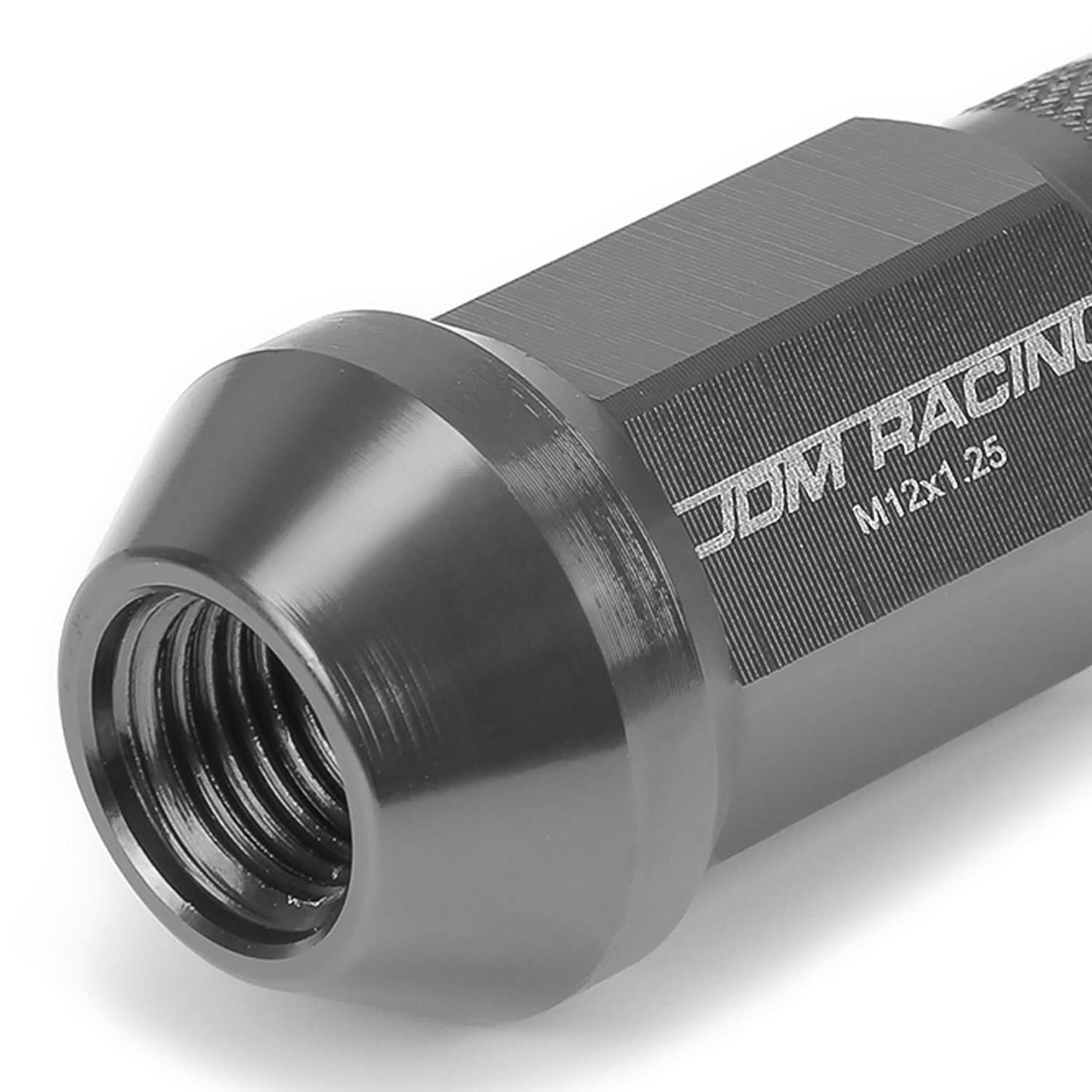 M12x1.25 Aluminum Lug Nuts 50mm Acorn Knurled Extended Open End 20pc