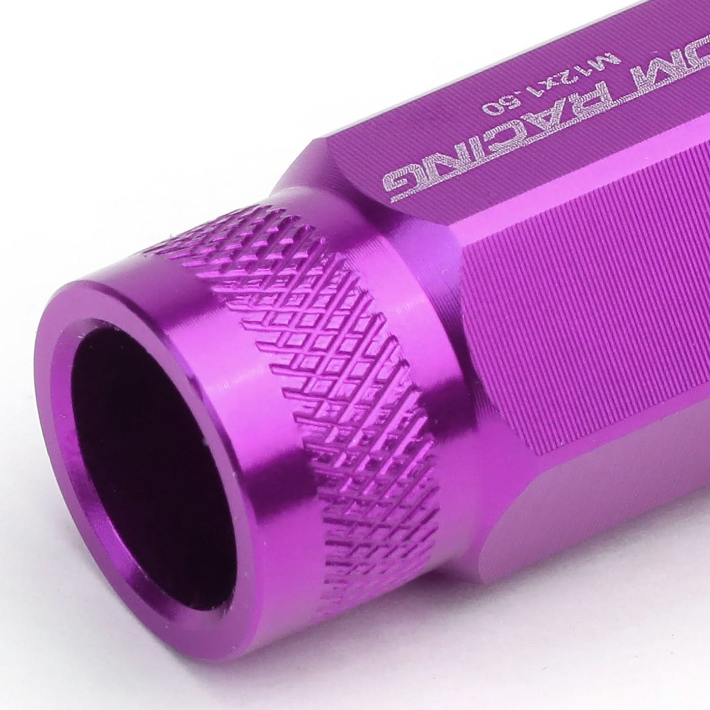 M12x1.5 Aluminum Lug Nuts 50mm Extended Acorn Knurled Purple 20pc