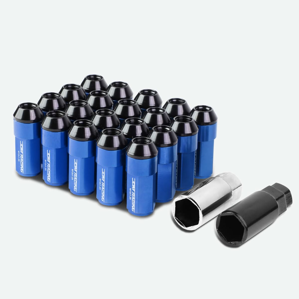 Universal Aluminum M12 x 1.25 Extended Lug Nuts 20pc Set Blue