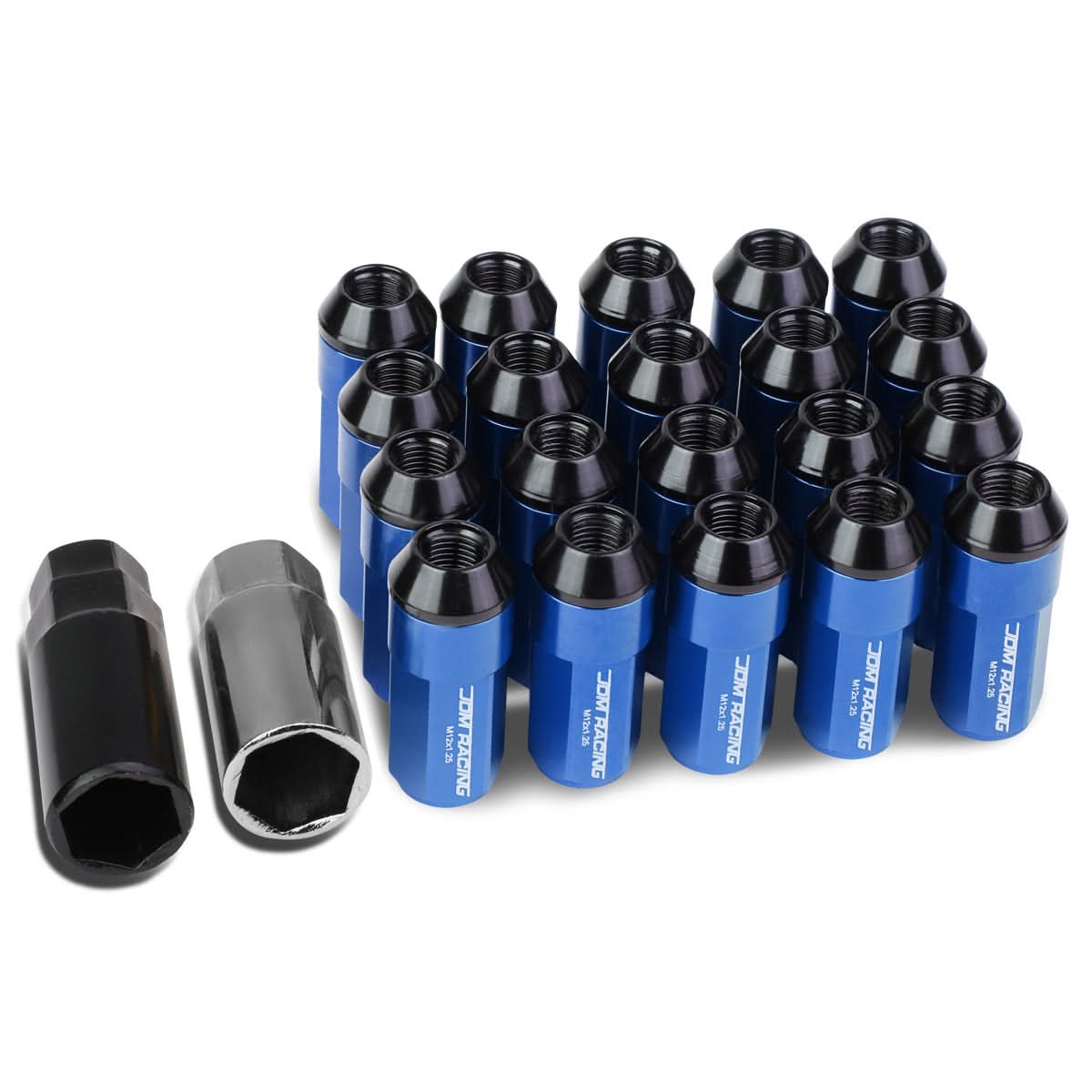 Universal Aluminum M12 x 1.25 Extended Lug Nuts 20pc Set Blue