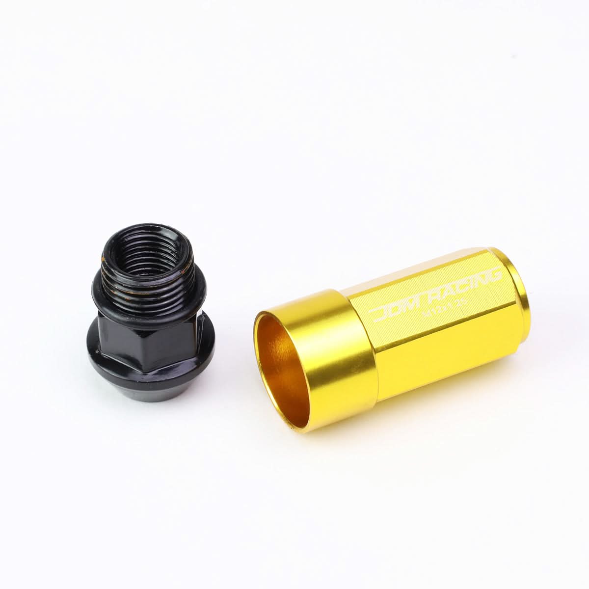 M12 x 1.25 Extended Steel Acorn Lug Nuts with Aluminum Cover - Gold