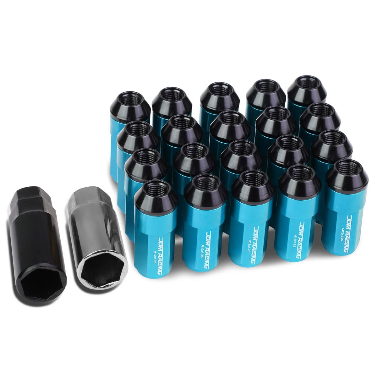 M12 x 1.25 Extended Aluminum Lug Nuts Set - Light Blue