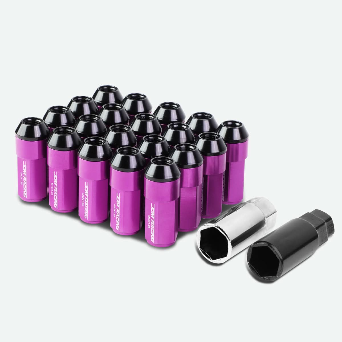 Extended Aluminum Lug Nuts M12x1.25 Purple 20pc Set